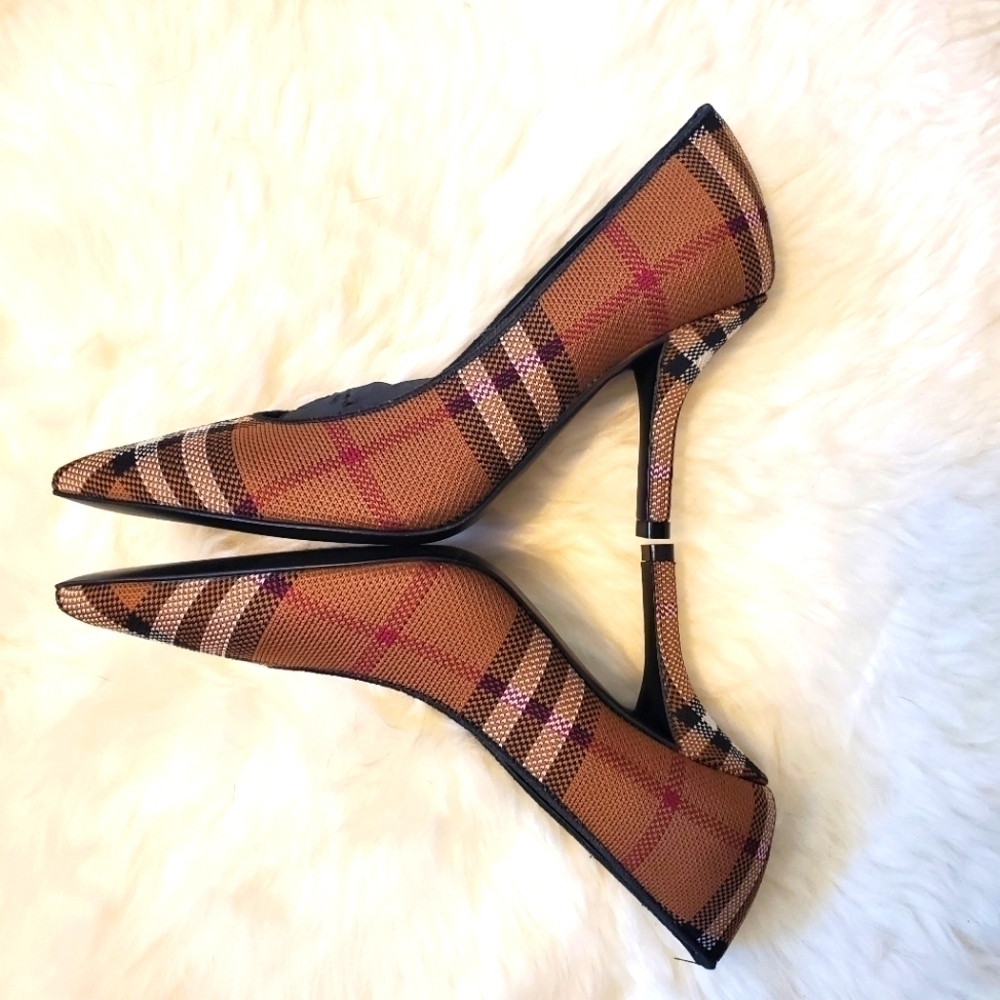 Burberry Ally 85mm Woven Check Pumps sz. 7 - Picture 4 of 13